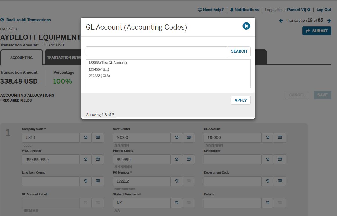 American Express @ Work Corporate Account Reconciliation