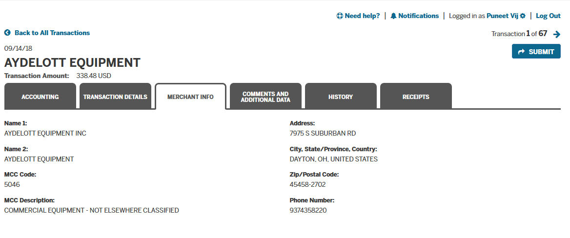 American Express @ Work Corporate Account Reconciliation