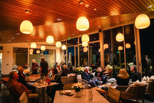 table, furniture, chair, orange, building, customer
