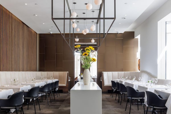 furniture, table, restaurant, lighting, light fixture, chair
