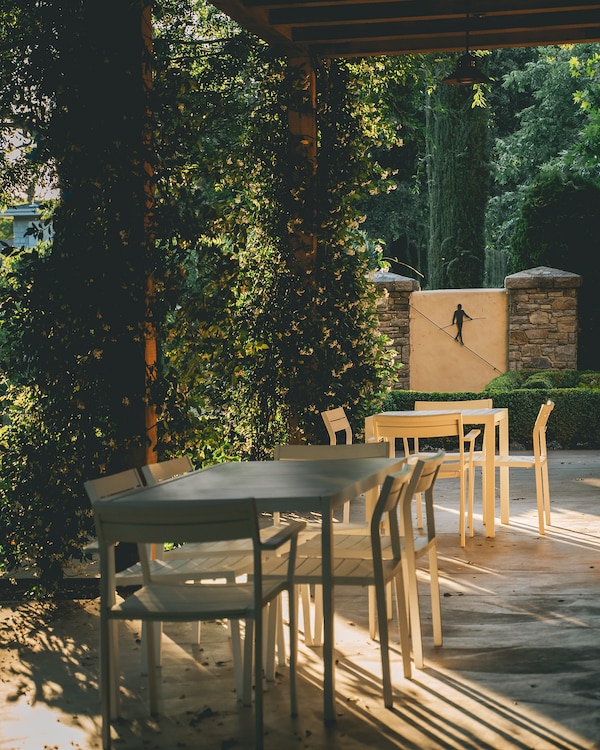 furniture, outdoor furniture, chair, shade, wood stain, outdoor table