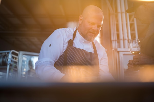 chef, cook, facial hair, apron, beard, chef's uniform