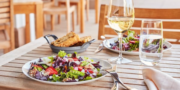 food, tableware, salad, ingredient, table, drinkware