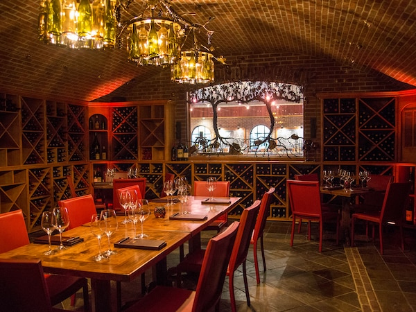 furniture, ceiling, table, chair, restaurant, lighting