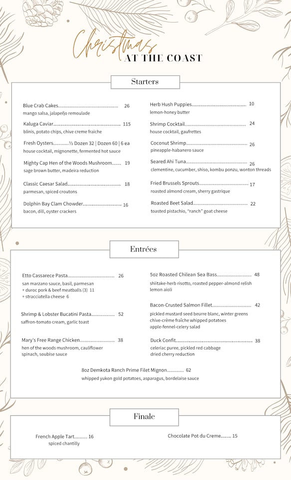 restaurant menu