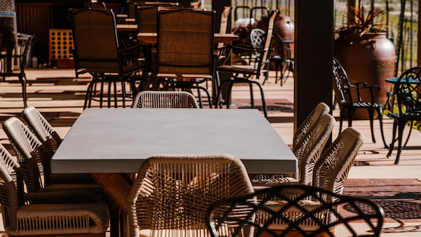 furniture, chair, table, outdoor furniture, outdoor table, restaurant
